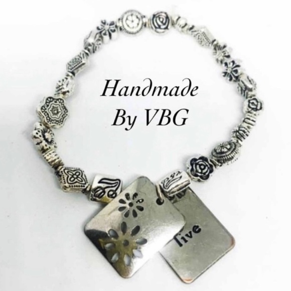 New Handmade Spring Bloom Live 2 Panel Flowers BOHO Sterling Silver Bracelet - Picture 3 of 12